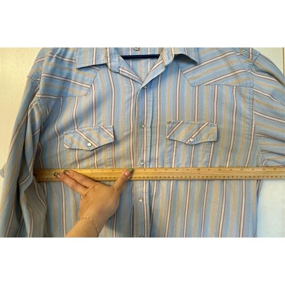 Vintage Nine West Blue Striped Pearl Snap Western Shirt Men’s XL - Picture 8 of 9
